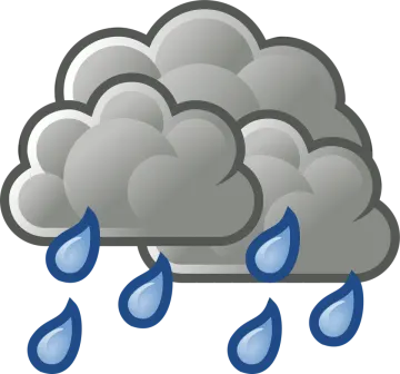 a gray cloud with blue rain drops