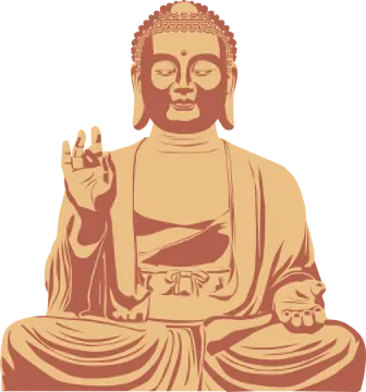 a buddha statue with his hands up