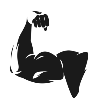 a black and white silhouette of a man's biceps