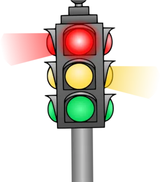 a traffic light with red and green lights