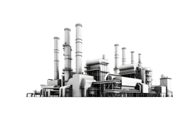 a black and white photo of a factory