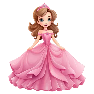 cute princess in a pink dress isolated on a white background