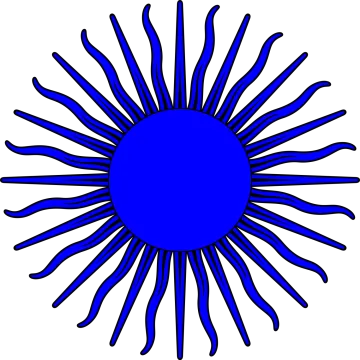 a blue sun on a white background