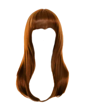 a woman's long brown hair with bangs