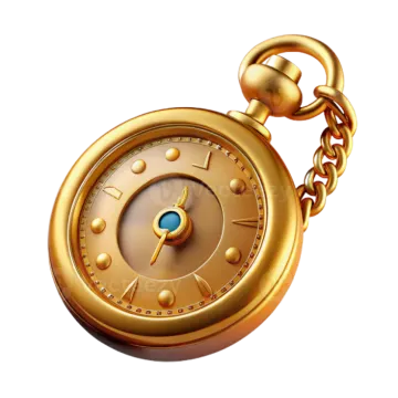 a golden pocket watch on a white background