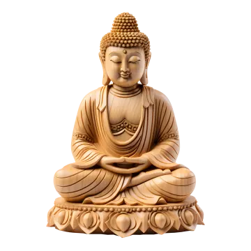 a buddha statue sitting on top of a white surface