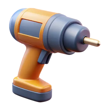 an orange and blue drill on a white background