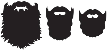 a set of three beard silhouettes