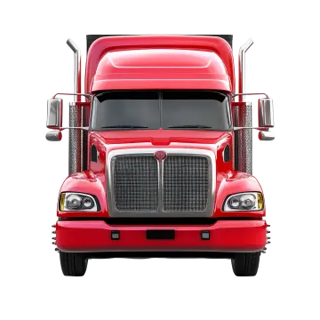 a red semi truck on a white background