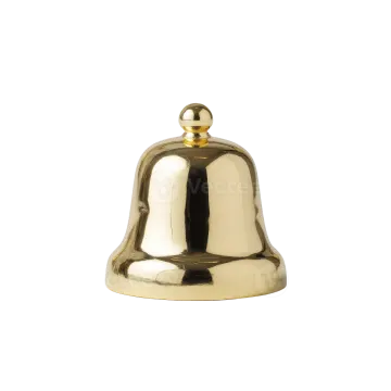 a brass bell on a white background