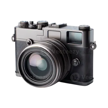 a black camera on a white background