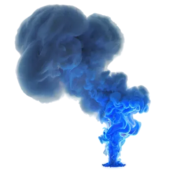 a blue smoke cloud on a white background