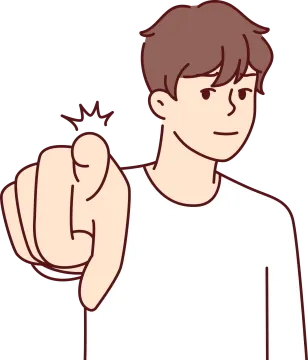 a man pointing his finger at the camera