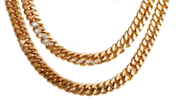 a gold chain with diamonds on it