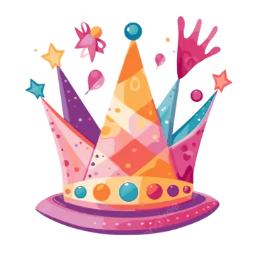 a colorful crown with stars and cons on it