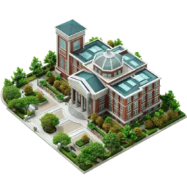 an image of a house with trees and bushes
