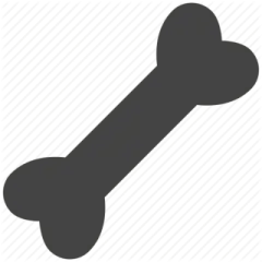 a black and white icon of a dog bone