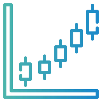 a blue and green icon of a bar chart