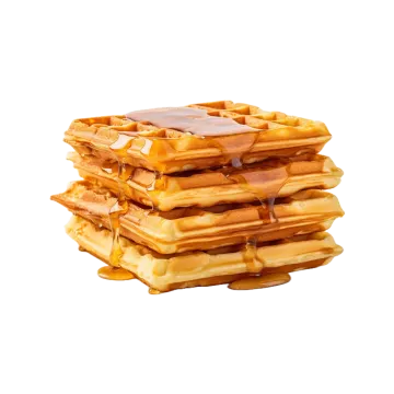 a stack of was with syrup on top