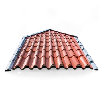 a red tile roof on white background