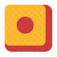 a yellow square with a red dot on it