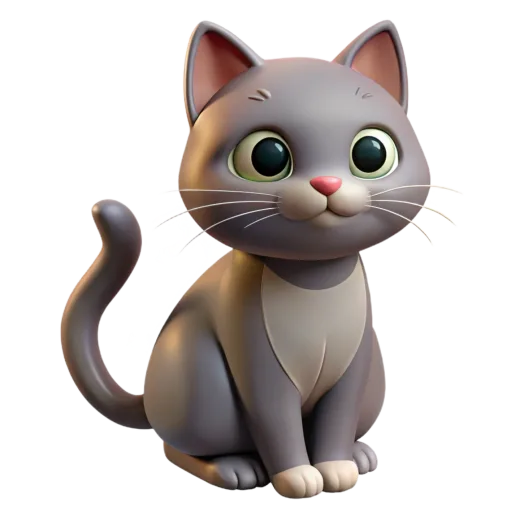 a gray cat sitting down and looking at the camera