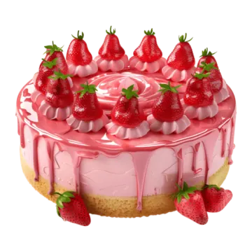a cake with strawberries on top of it