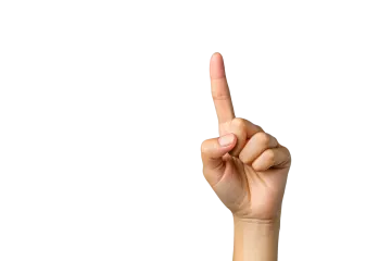 a person's hand is pointing at the camera