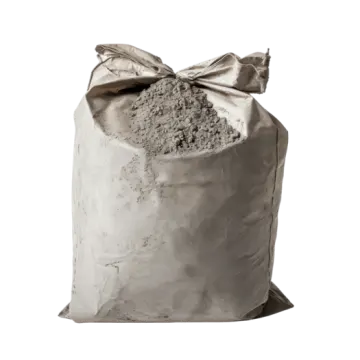a bag of cement on a white background