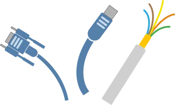 two cables connected to each other wires
