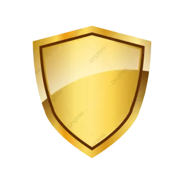 a golden shield on a white background