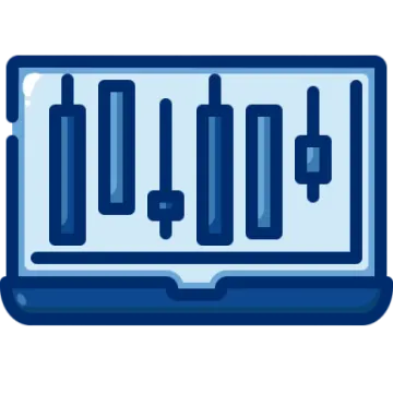a laptop with a bar chart on it