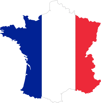 a map of france with the flag