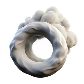 a white and black dough with smoke coming out