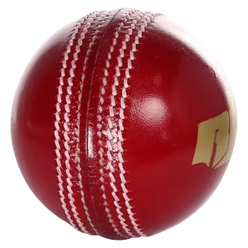 a red leather cricket ball on a white background