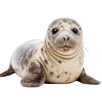 a grey seal on a white background