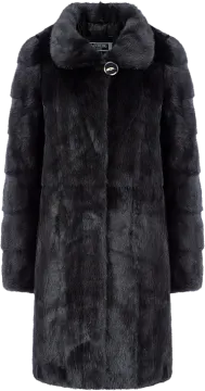 a black fur coat on a white background