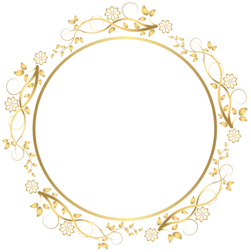 a gold circle frame with flowers and leaves