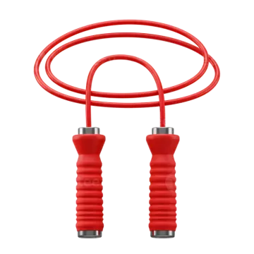 a pair of red earphones on a white background