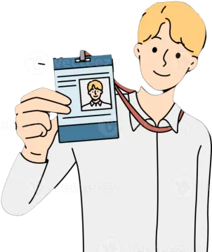 a man holding up a clipboard