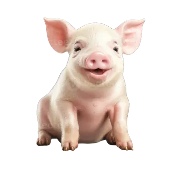 a small pig sitting on the ground