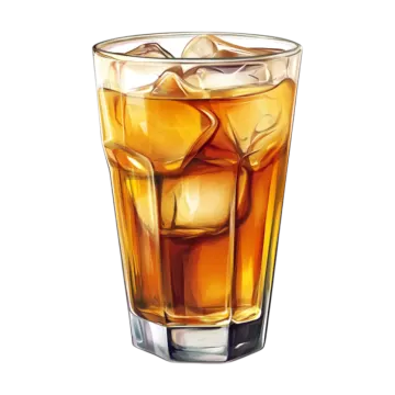 a glass of whiskey on a white background