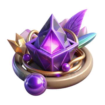 an image of a purple diamond surrounded by crystals