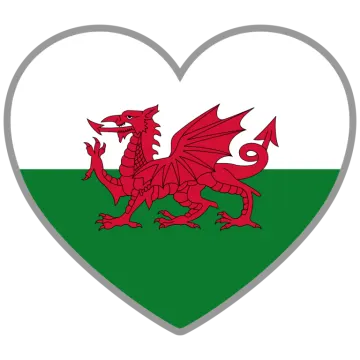 the flag of wales in a heart shape