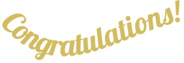 the word congratulations in gold on a white background