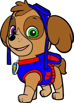 a cartoon dog with a backpack on his back