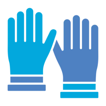 a pair of blue gloves on a white background