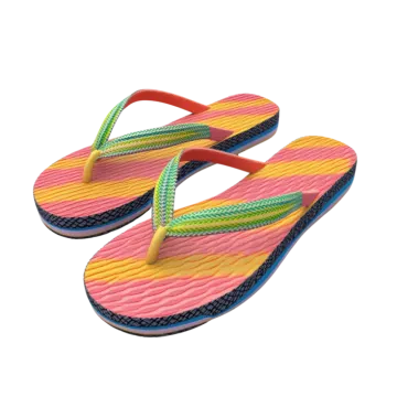a pair of colorful flip flops
