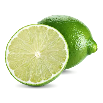two limes on a white background