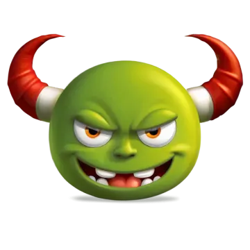 a green ball with horns and horns on it